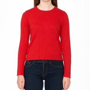 J. Crew Mercantile Womens Red Crewneck Wool Blend Sweater Size S Preppy Work